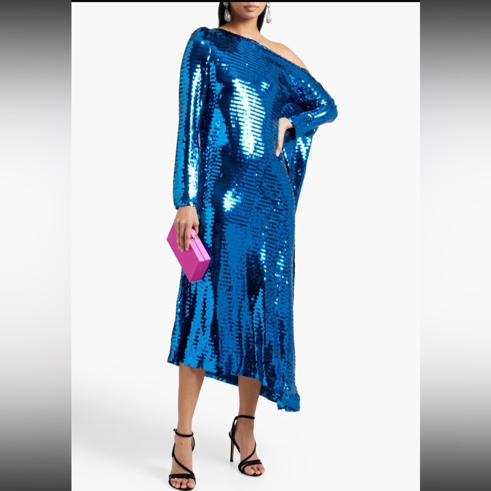 FINAL. NWT Roland Mouret Off the Shoulder Sequin Midi Dress